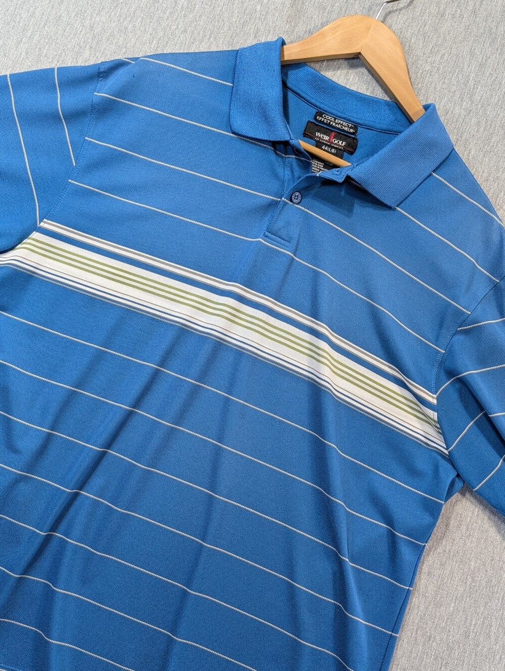 Weir Golf Striped Polo Shirt Men's Large Blue White Cool Effect